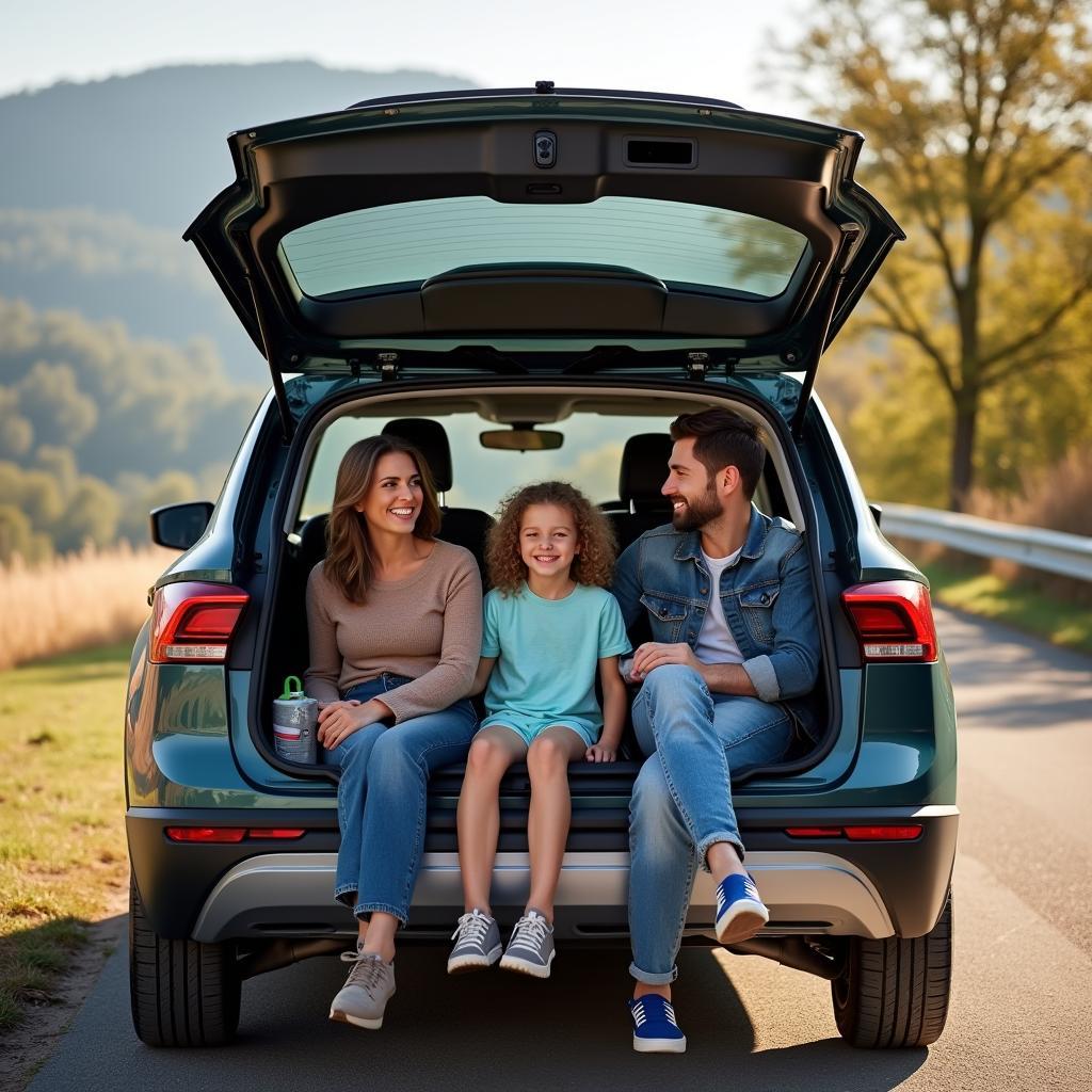 Volkswagen T-Cross Familie mit Reisegepäck