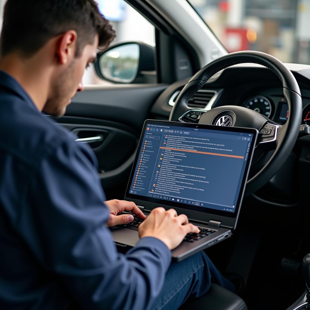 Volkswagen Taigo Diagnose Software: Darstellung der Verwendung von Diagnosesoftware zur Fehlerbehebung am Volkswagen Taigo.