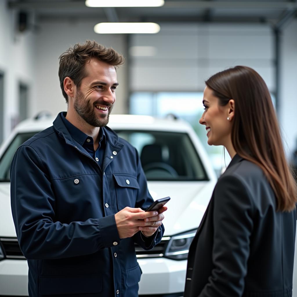 Consultor de serviço em uma oficina da Volkswagen