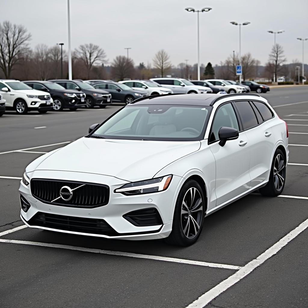 Volvo V60 Weiß auf einem Parkplatz