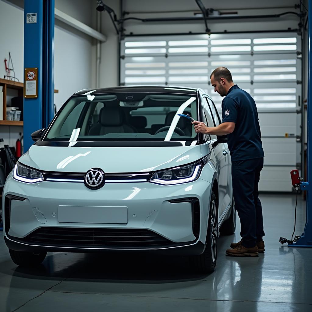 VW Elektrofahrzeug in der Werkstatt