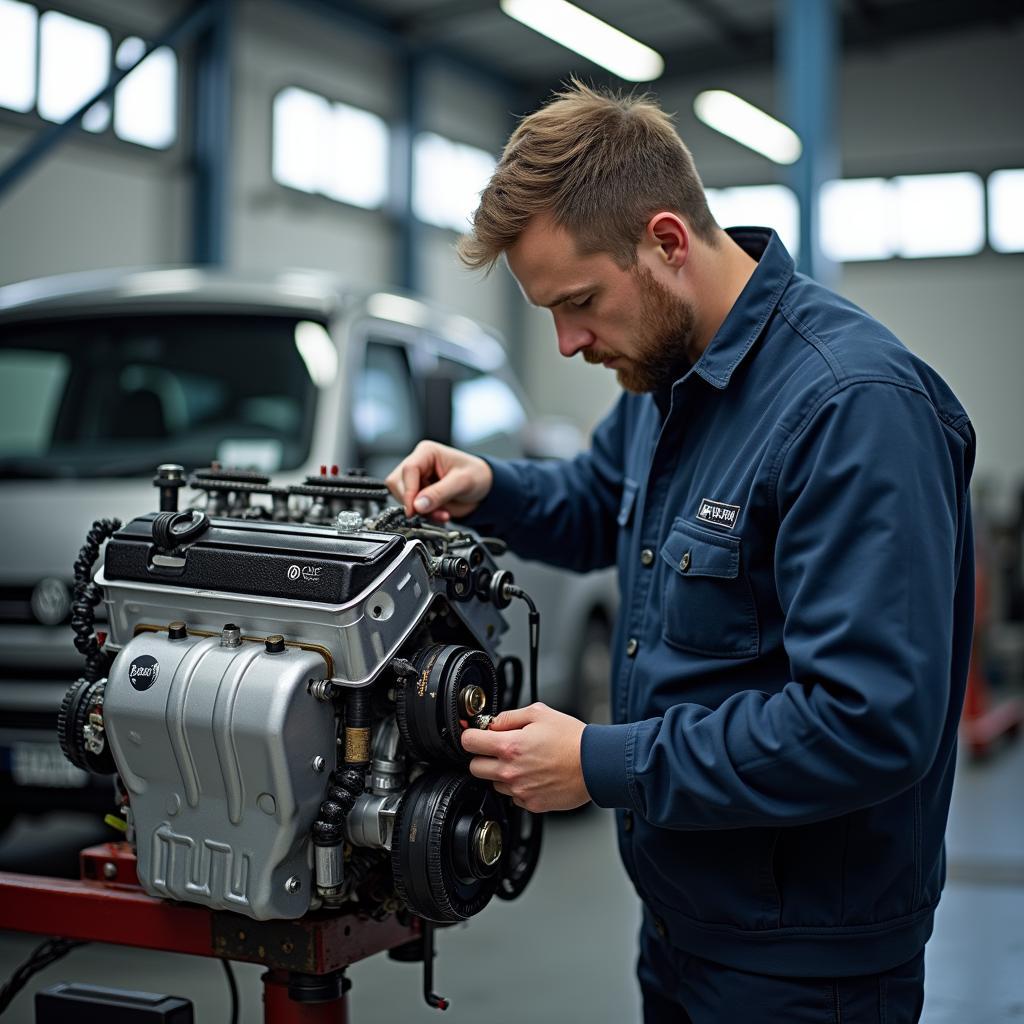 Riparazione motore VW in officina