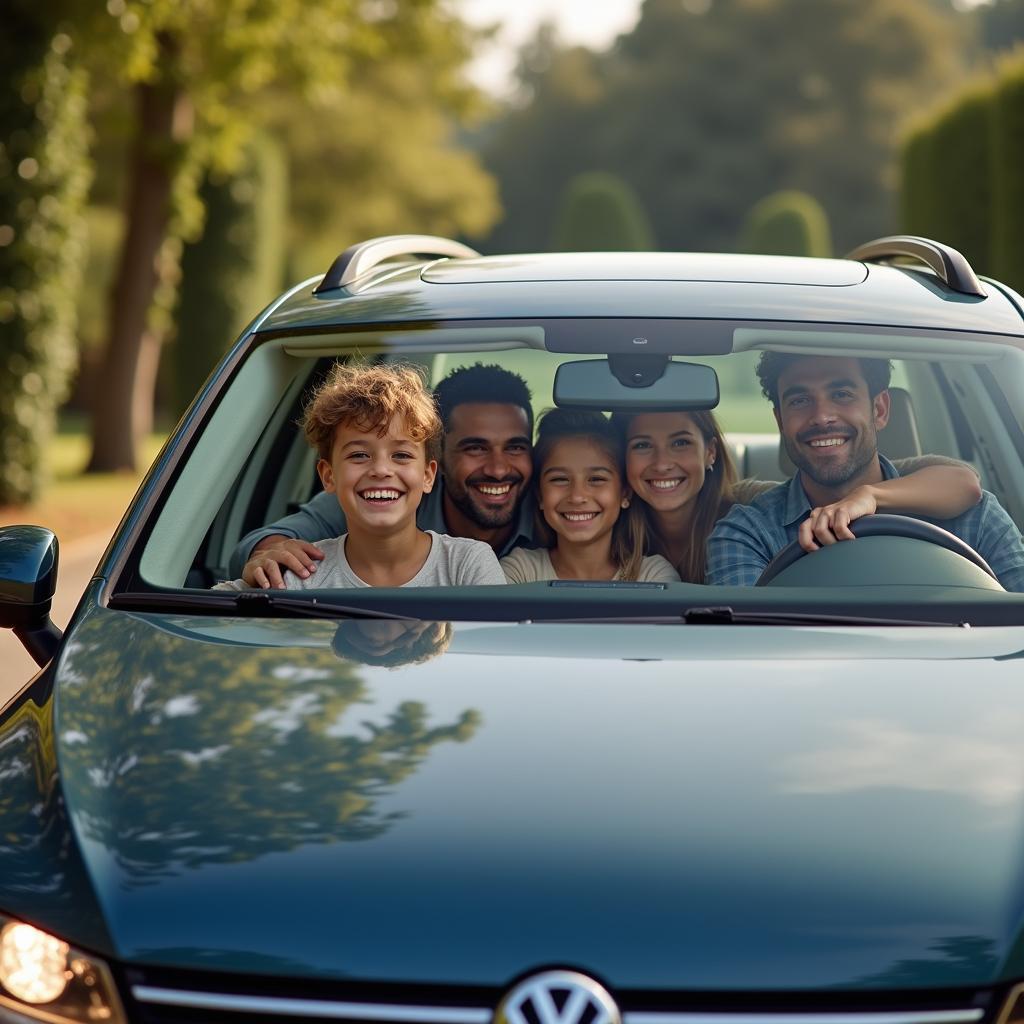 Familie fährt mit dem VW Passat E