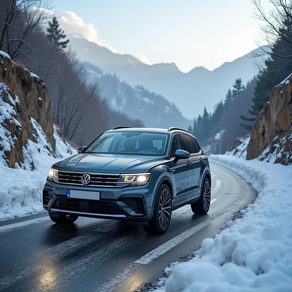 VW Winterreifen auf Bergstraße nahe Neapel