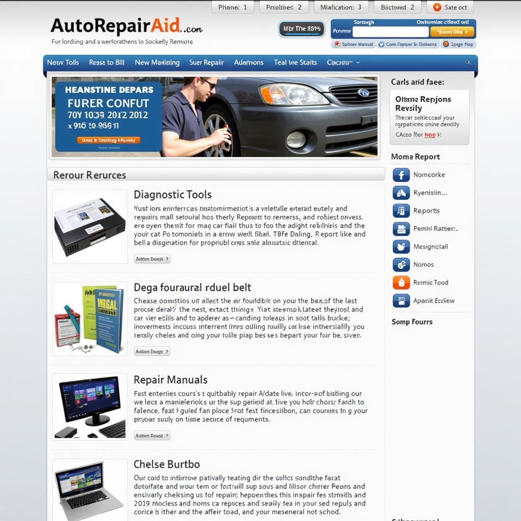 Website autorepairaid.com bietet Online-Ressourcen zur Autoreparatur.