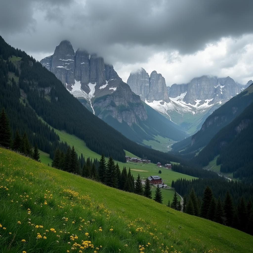 Chuva nas Dolomitas em maio