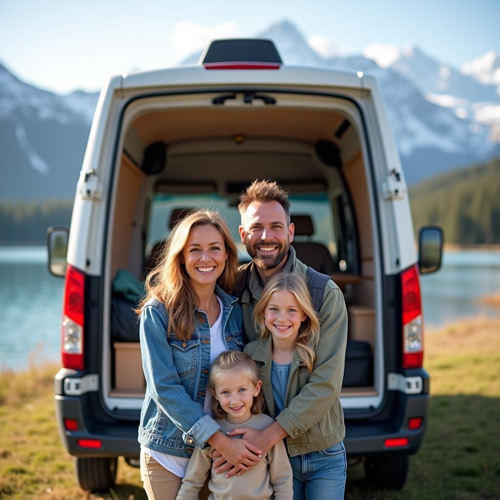 Familie reist mit dem Wohnmobil