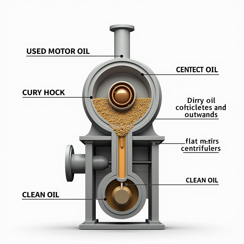 Zentrifuge Altöl Reinigungsprozess: Darstellung des Reinigungsprozesses von Altöl in einer Zentrifuge. Die schwereren Partikel werden nach außen geschleudert und das gereinigte Öl gesammelt.