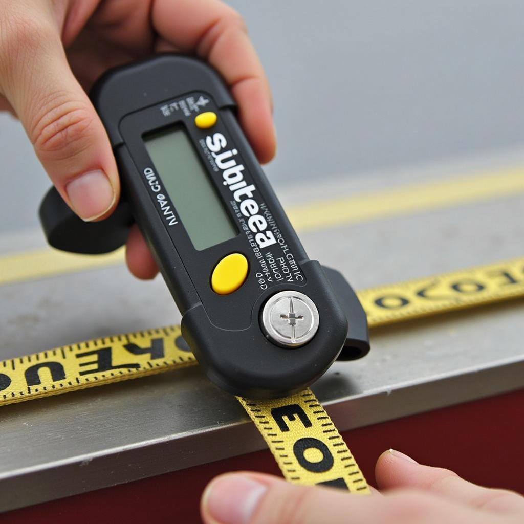 Close-up of a lashing angle meter used to measure the angle for secure cargo loading.