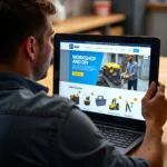 Aldi Werkzeug Online Shop: Mann sucht nach Werkzeugen im Aldi Online-Shop.