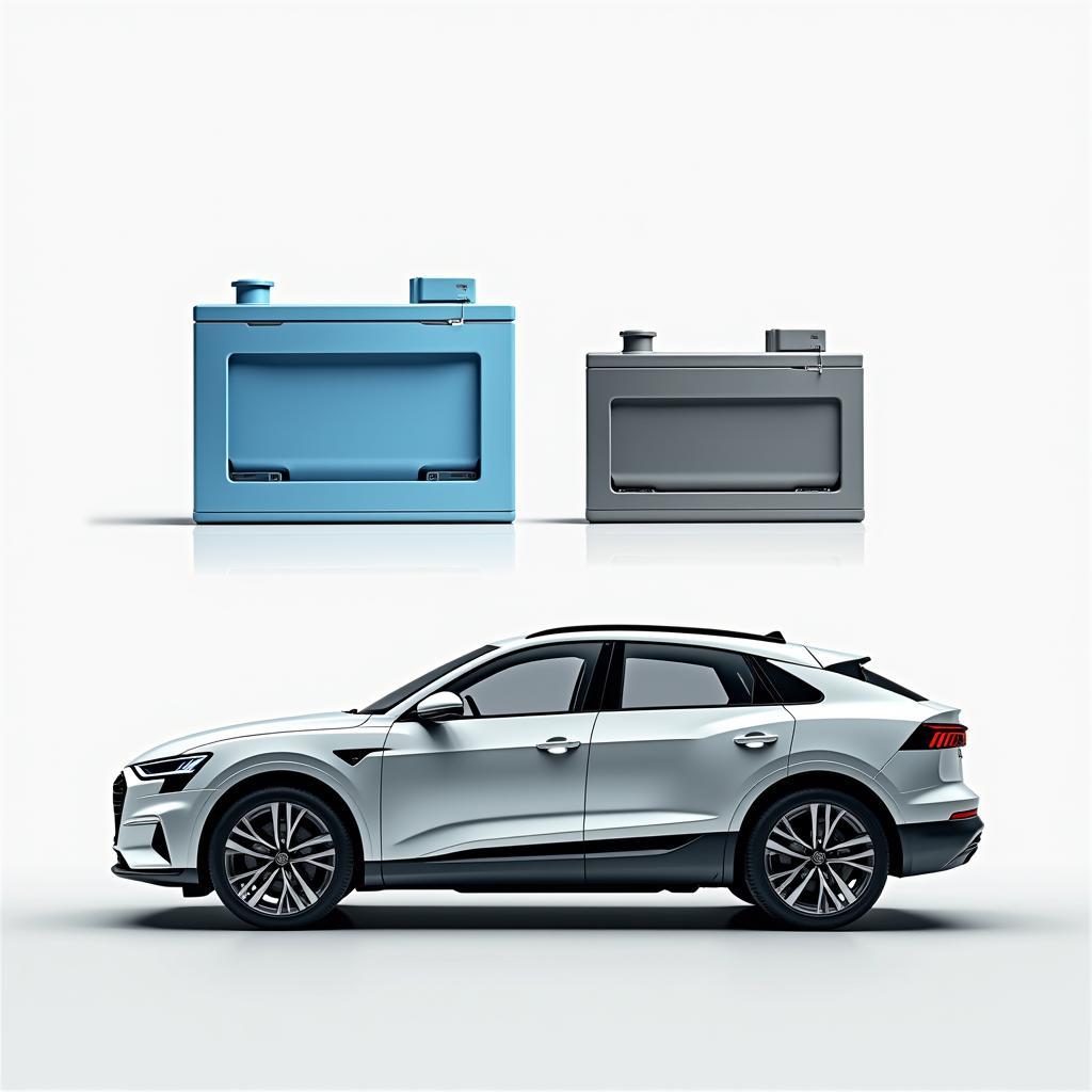 Audi e-tron 50 Batterie und Reichweite im Vergleich zum e-tron 55.