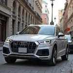 Audi Q5 im Stadtverkehr: Parken und Manövrieren in engen Straßen.