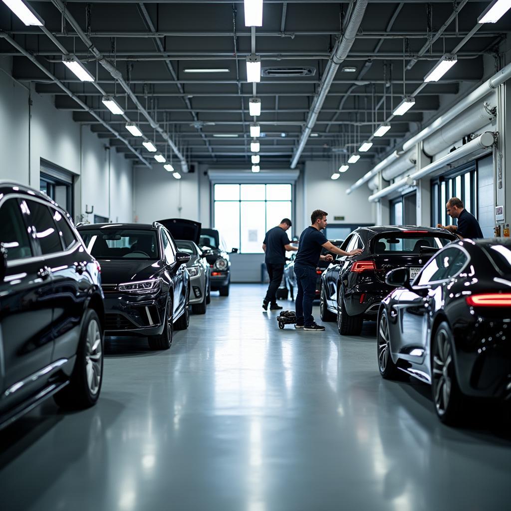 Autohaus Arnold Werkstatt-Team in Olbernhau bei der Arbeit.