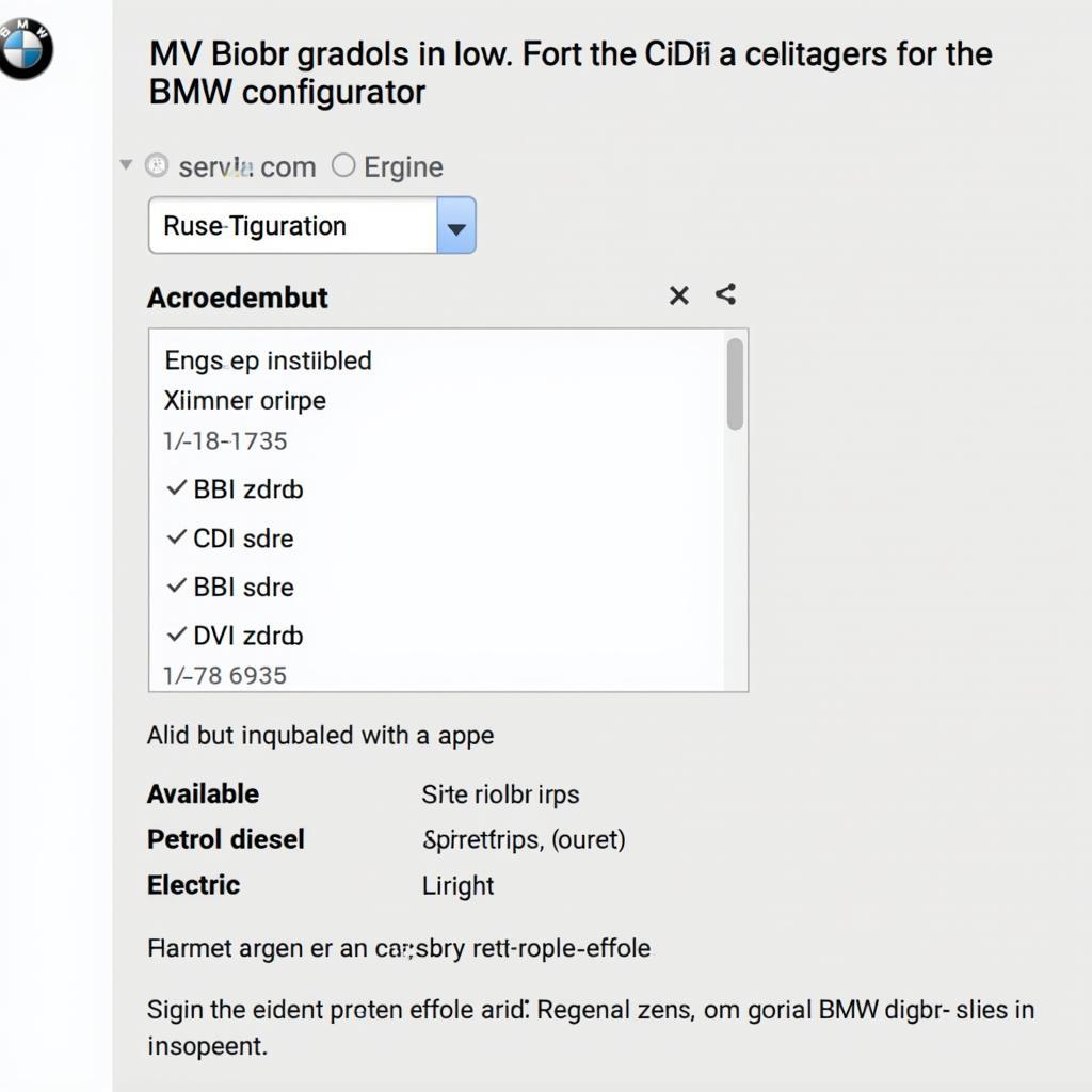 BMW Configurator: Model en motor kiezen.