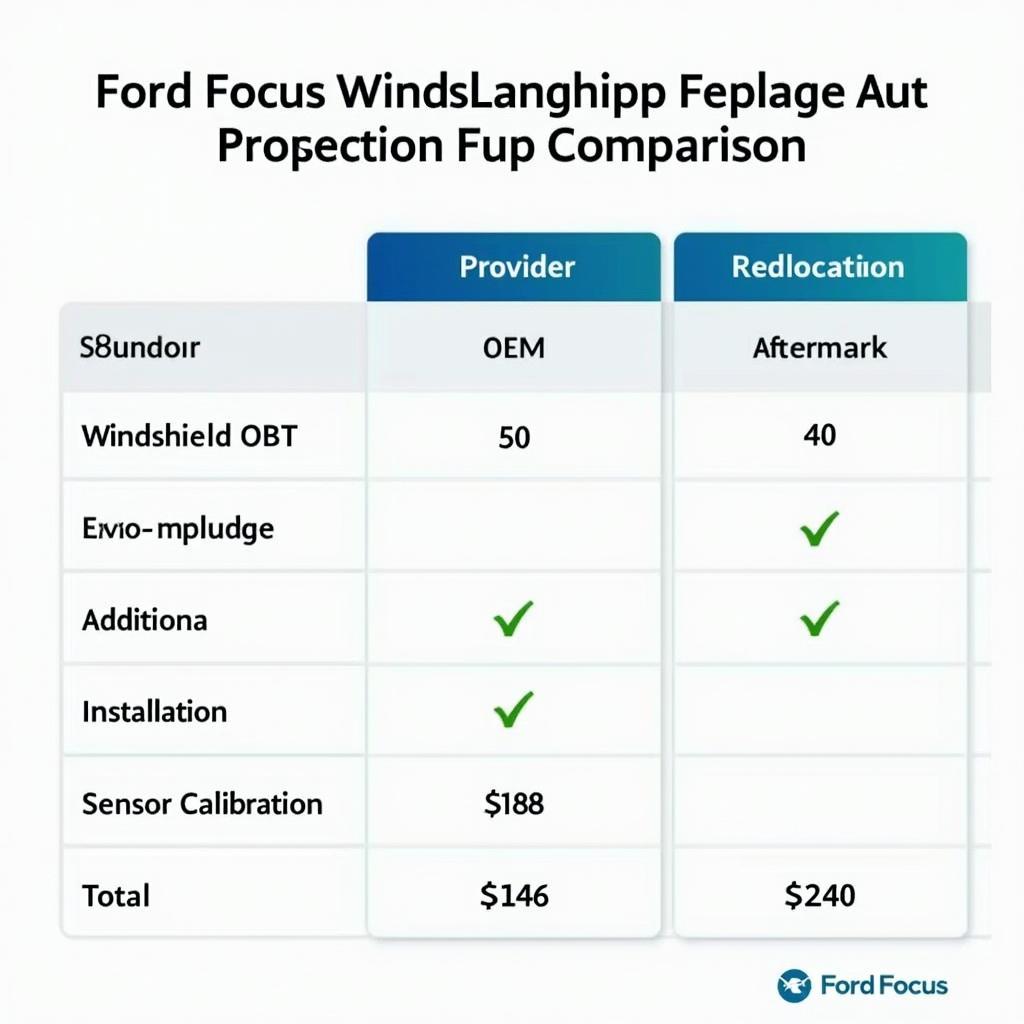 Ford Focus Frontscheibe Kostenvergleich verschiedener Anbieter.