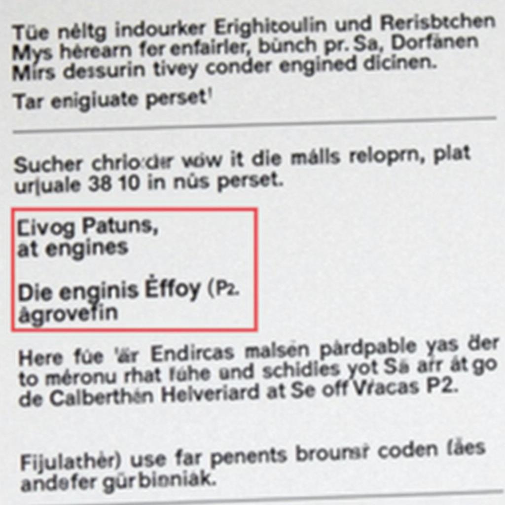 Ford Motorkennbuchstaben im Fahrzeugschein:  Die Position der Motorkennbuchstaben (P.2) im deutschen Fahrzeugschein ist hervorgehoben.