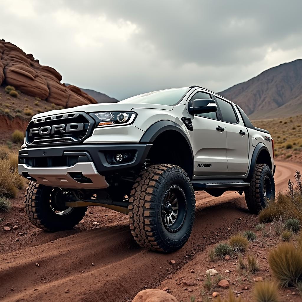 Ford Ranger Raptor 2.0 im Gelände - Hohe Bodenfreiheit und optimierte Böschungswinkel ermöglichen extreme Offroad-Fahrten.