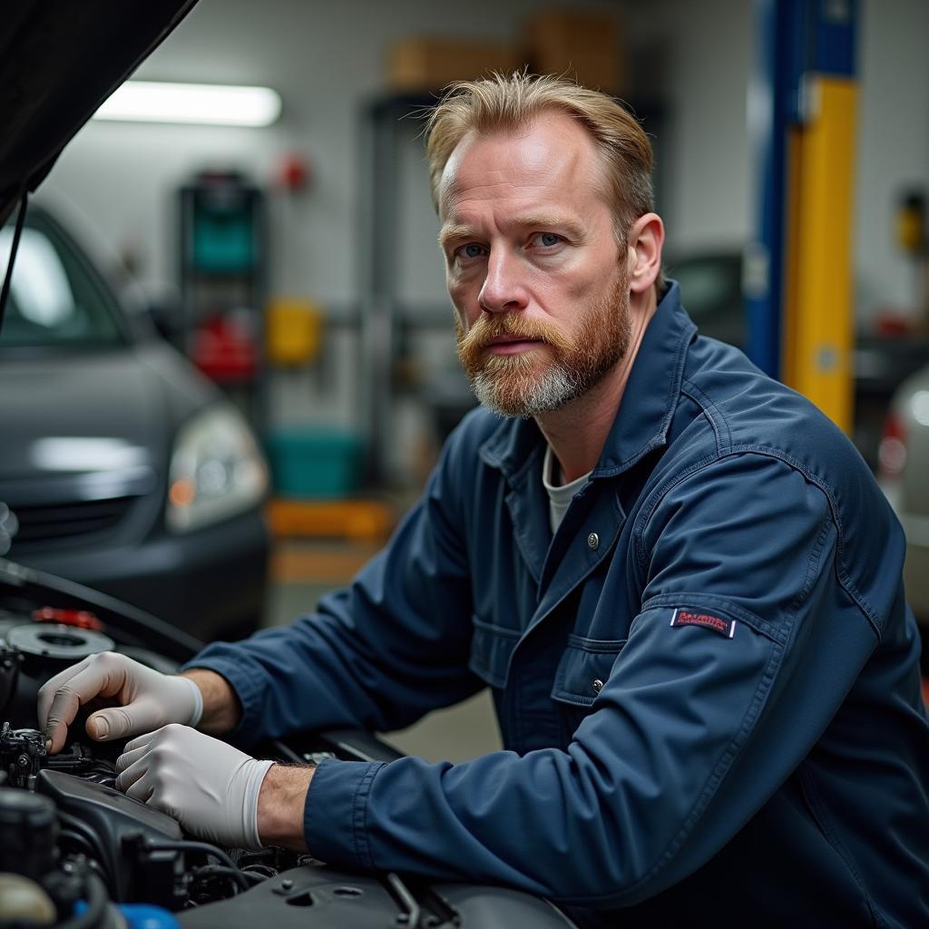 Kfz-Mechaniker Günter Thomsen in Flensburg - Ein erfahrener Mechaniker bei der Arbeit.