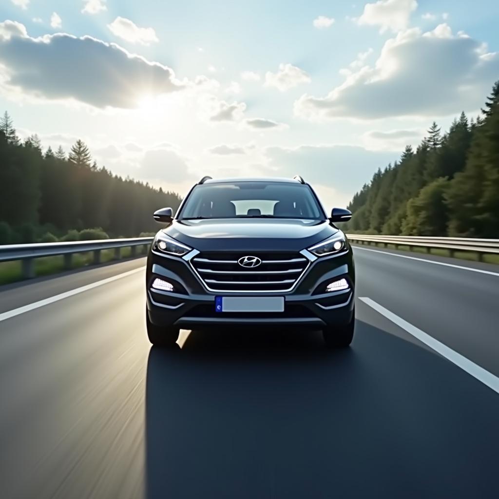 Hyundai Tucson Mild Hybrid auf der Autobahn:  Herausforderung Überholmanöver - Mild-Hybrid-Unterstützung könnte stärker sein.