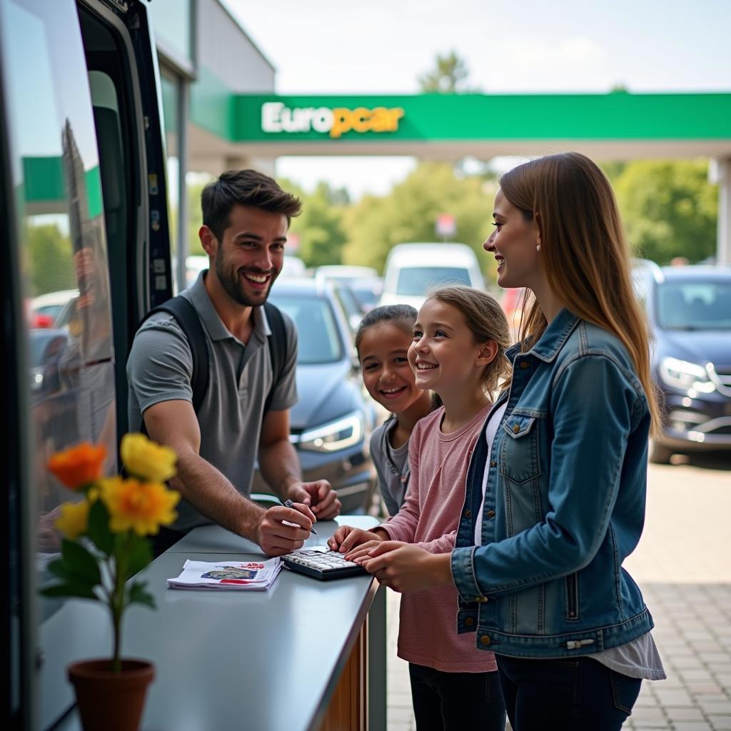 Familie mietet einen Van bei Europcar in Lemgo