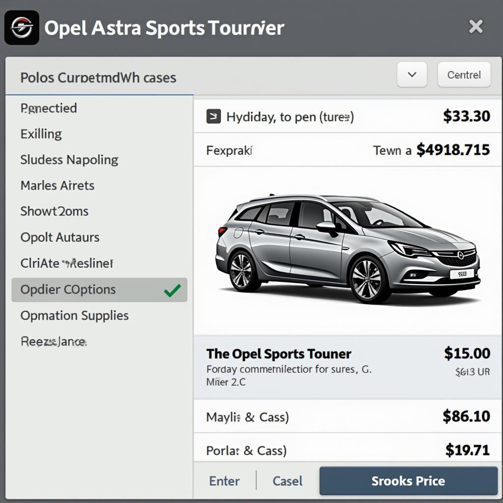 Opel Astra Sports Tourer Konfigurator: Anzeige des aktuellen Preises der gewählten Konfiguration.