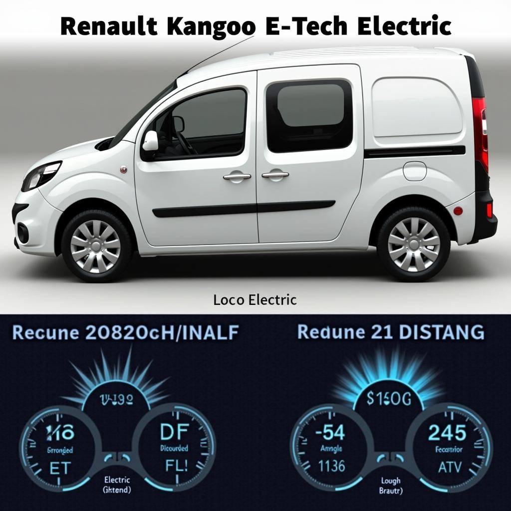 Renault Kangoo E-Tech Electric: Darstellung der Reichweite des Elektroantriebs.