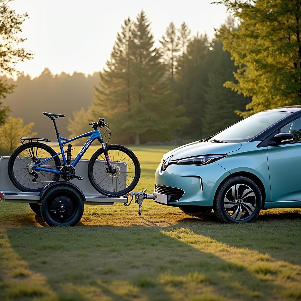 Renault Zoe mit Anhänger und Fahrradträger: Praktische Anwendung.