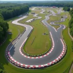 Rodenkirchen Kartbahn: Übersicht über die Strecke mit ihren Kurven und Geraden.