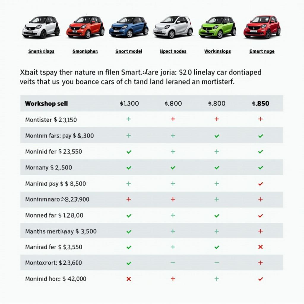 Smart Werkstatt Inspektion Kosten: Preisvergleich für verschiedene Werkstätten und Modelle.