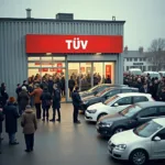 TÜV-Station ohne Termin: Lange Warteschlangen und volle Wartebereiche.