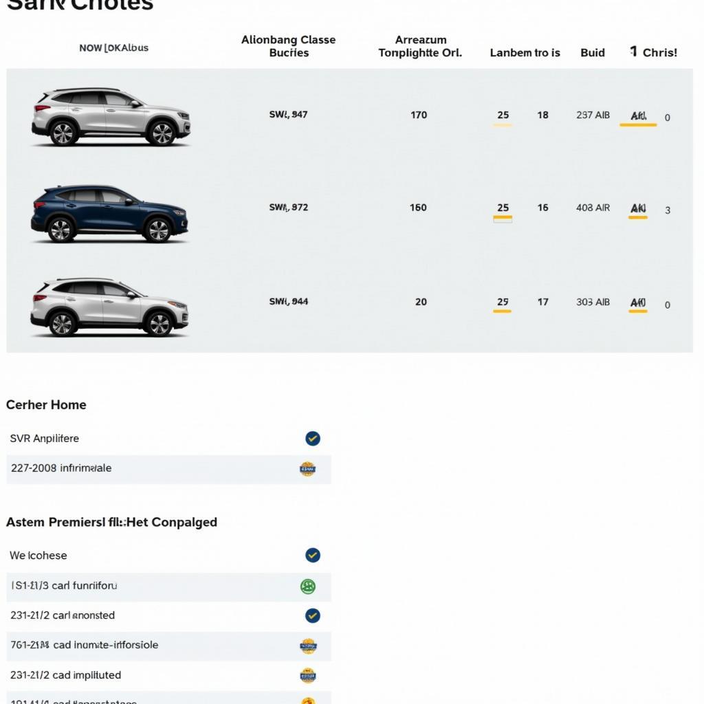 Vergleich von SUV-Typklassen und Versicherungsangeboten auf einem Vergleichsportal.