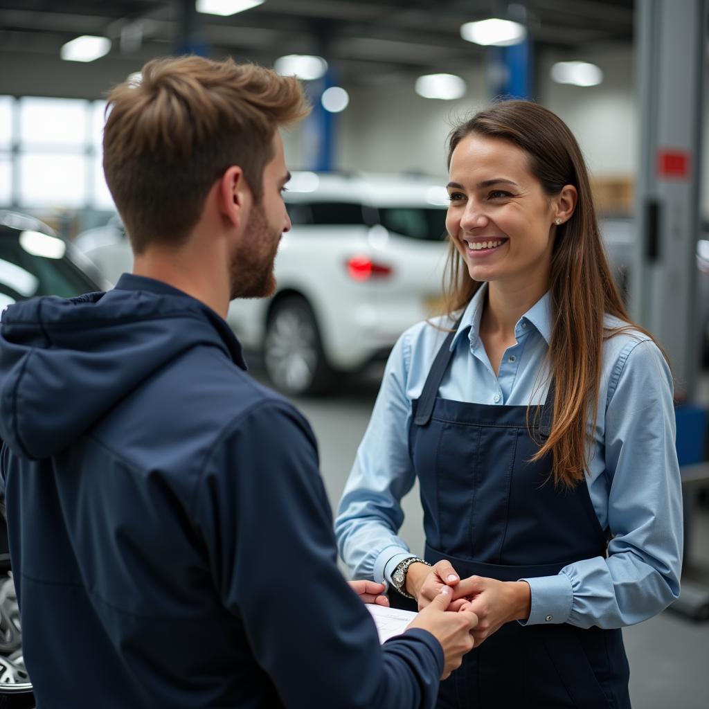 Kundenberatung in einer Autowerkstatt in Adlershof: Freundlicher Service und transparente Kommunikation.