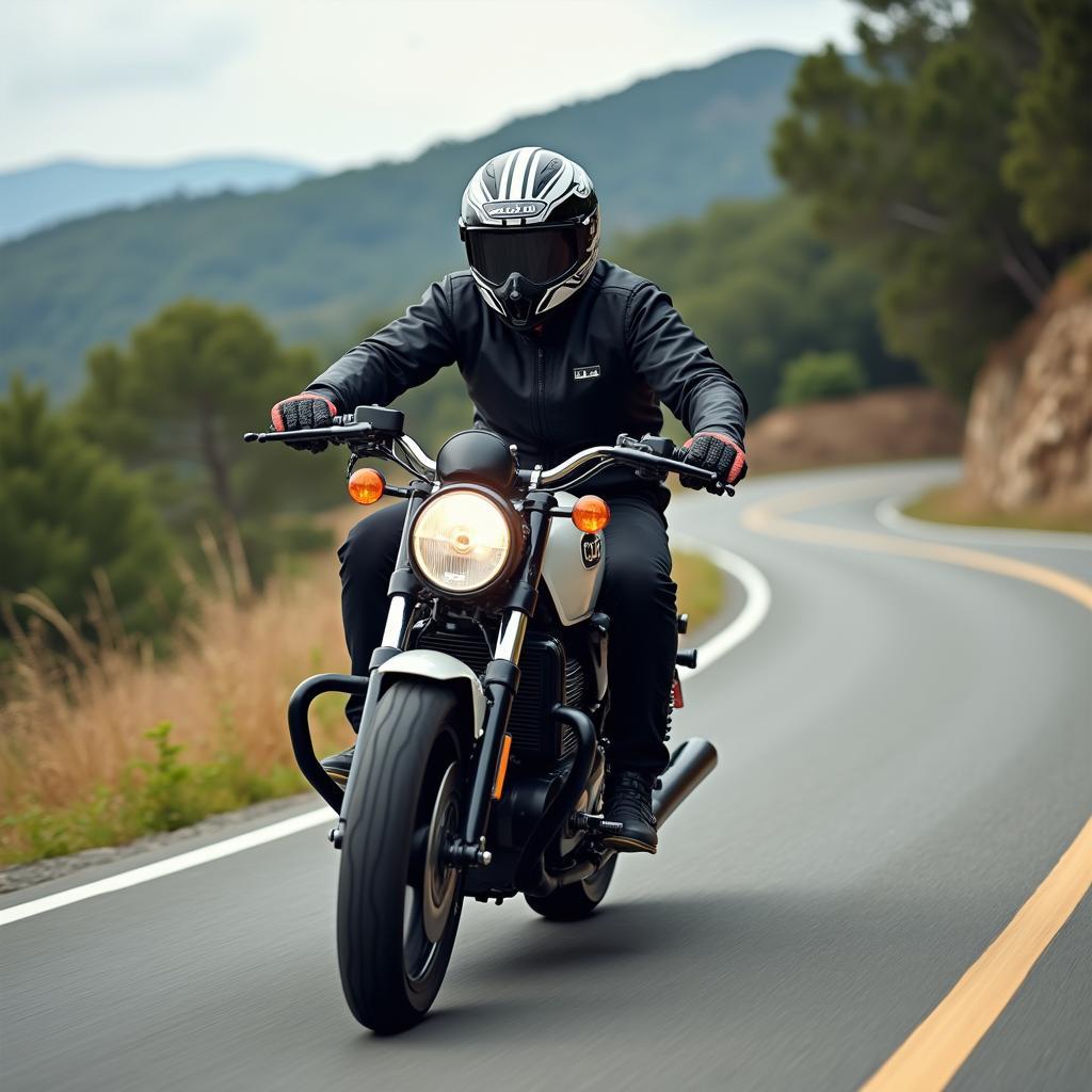 Zweitakt-Motorrad auf der Straße.